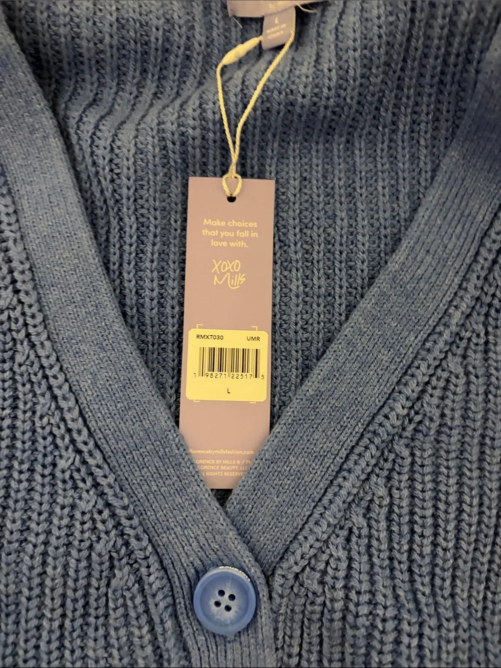 Blue V-Neck Button Front Women's Sweater